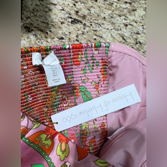 House Of Harlow 1960 Floral Two Piece Strapless Crop Top w/ Wide Leg Pant Large - Picture 8 of 13